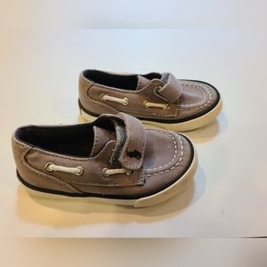 Kid's Polo by Ralph Lauren Gray Canvas Boat Shoes sz 7 Toddler